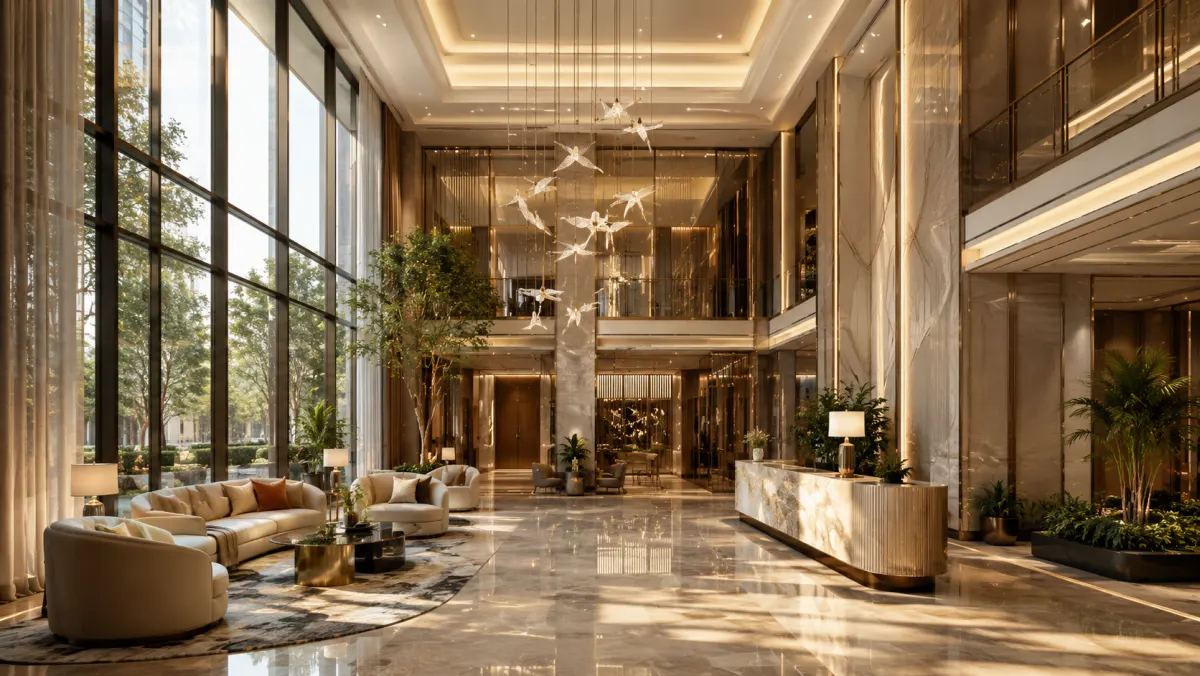 Interior living room render at Purva Aurum